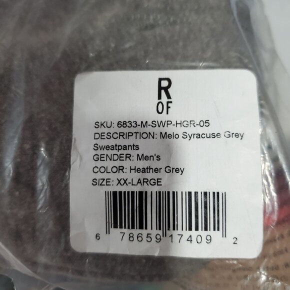 Roots of Fight Melo Syracuse University Grey Sweatpants Jogger Men Size XXL NWT - Picture 9 of 15